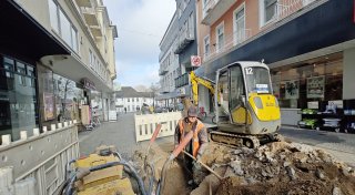 Die Fußgängerzone in Bad Oeynhausen wird aufgerissen