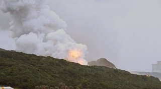 Brand eines Raketentriebwerks in Japan