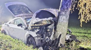 33-Jährige prallt mit Audi TT bei Delbrück gegen einen Straßenbaum