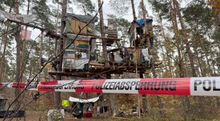 Polizei holt Tesla-Gegner in Protestcamp von Bäumen
