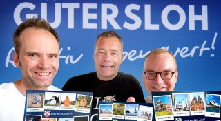 Aktion mit Internet-Gag: Gütersloher Wasserturm wird zum luxuriösen Dubai-Wolkenkratzer