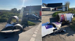 Frontalkollision: Bielefelder Autofahrer (80) bringt Litfaßsäule zum Einsturz