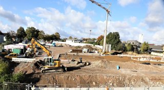 Lidl baut neu in Warburg: Ein Blick von oben auf die Baustelle am Paderborner Tor