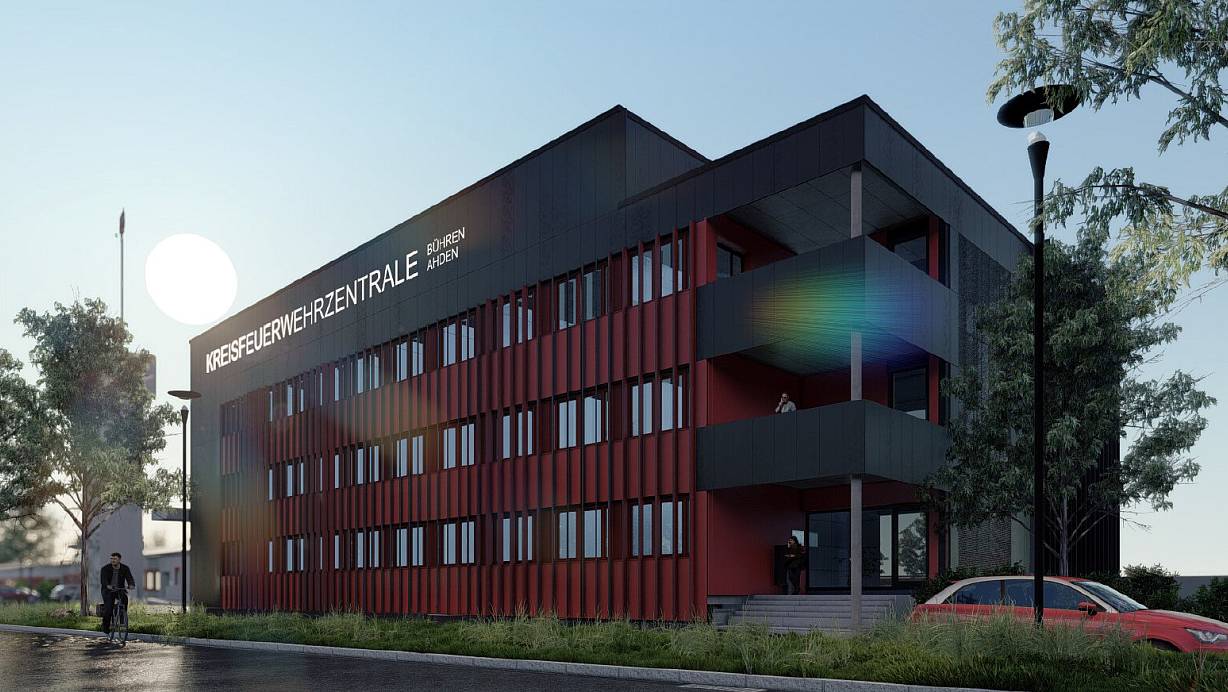 So soll nach den Planungen die neue Kreisfeuerwehrzentrale mal aussehen. Wo sie aber stehen wird, ist derzeit noch offen. | © Realisierung Planquadrat Architekten