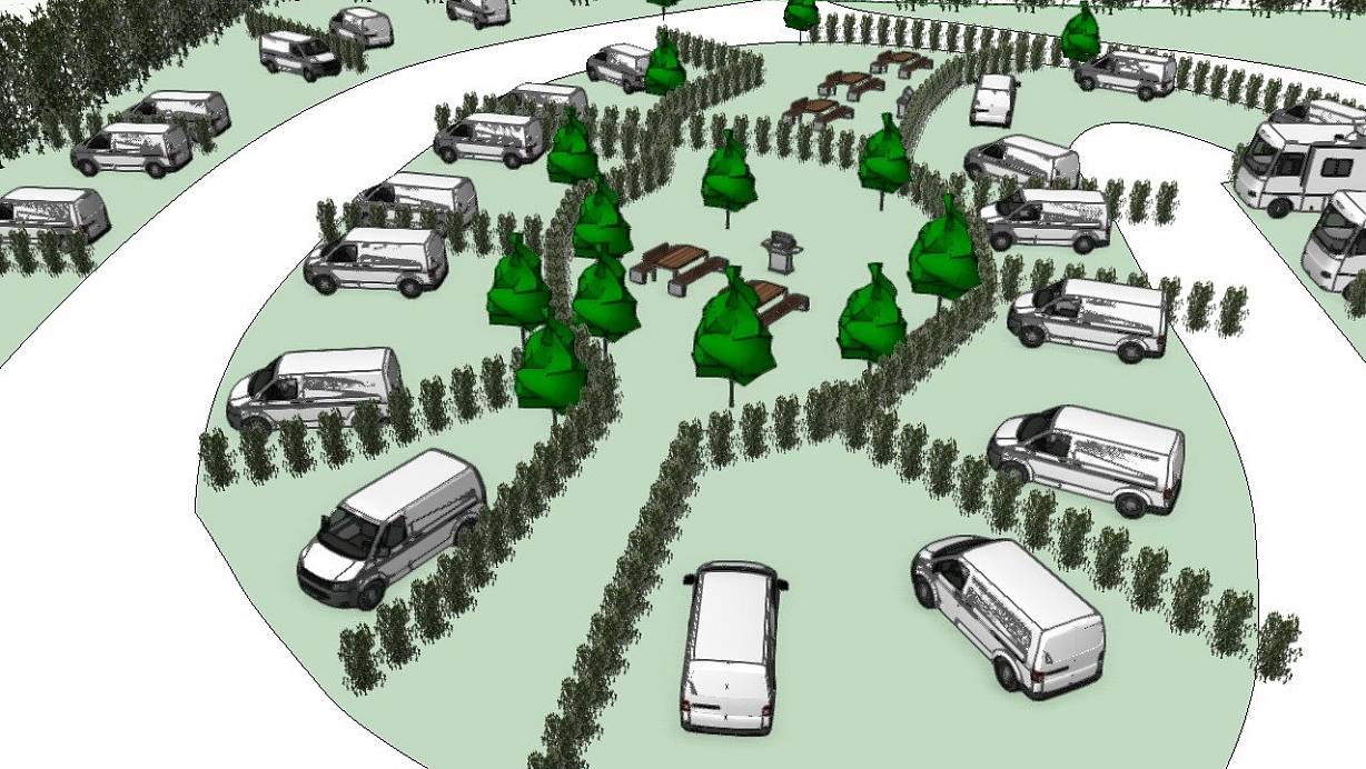 So könnte der künftige Wohnmobilhafen für Steinheim aussehen. | © Grafik: CDU Steinheim