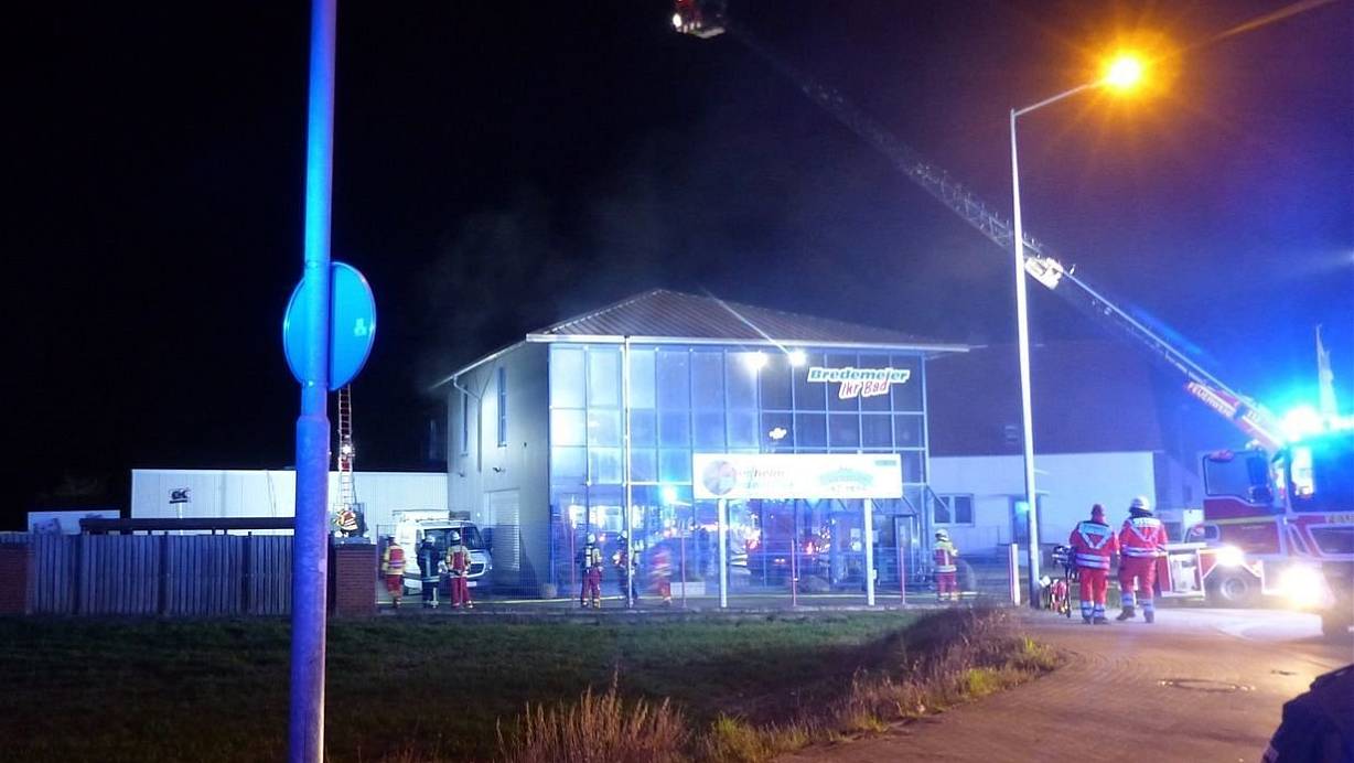 Im Gebäude einer Sanitär-Firma hat es in der vergangenen Nacht gebrannt. | © Polizei Minden-Lübbecke