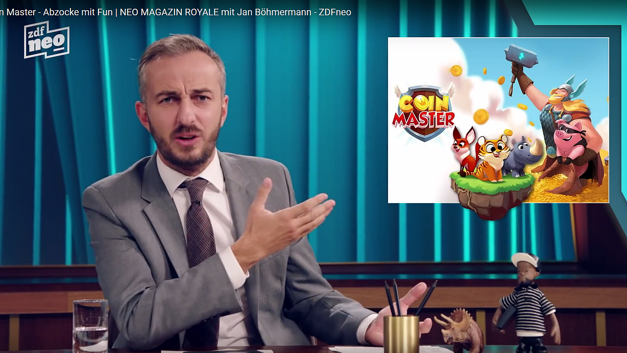 In seiner Sendung Neo Magazin Royale klagt Satiriker Jan Bähmermann das Spiel "Coin Master" an, Kinider und Jugendliche abzuzocken. | © Screenshot youtube