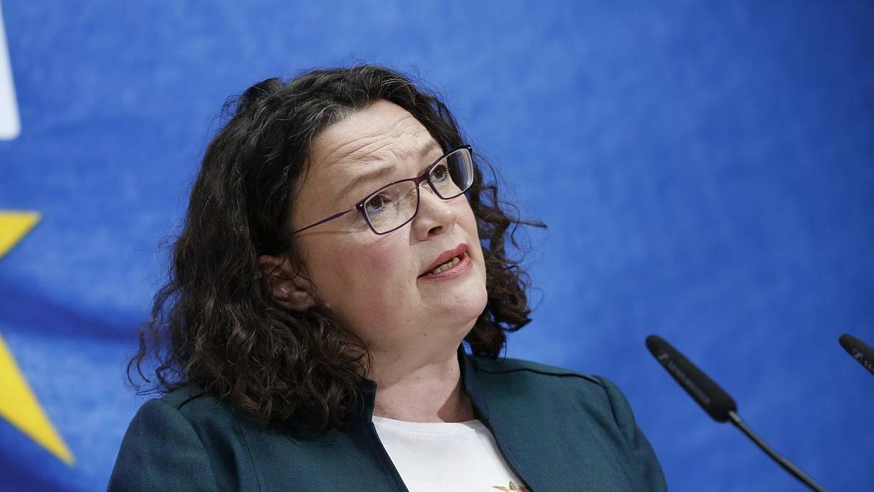 SPD-Chefin Andrea Nahles am Wahlabend. | © picture alliance / Pacific Press