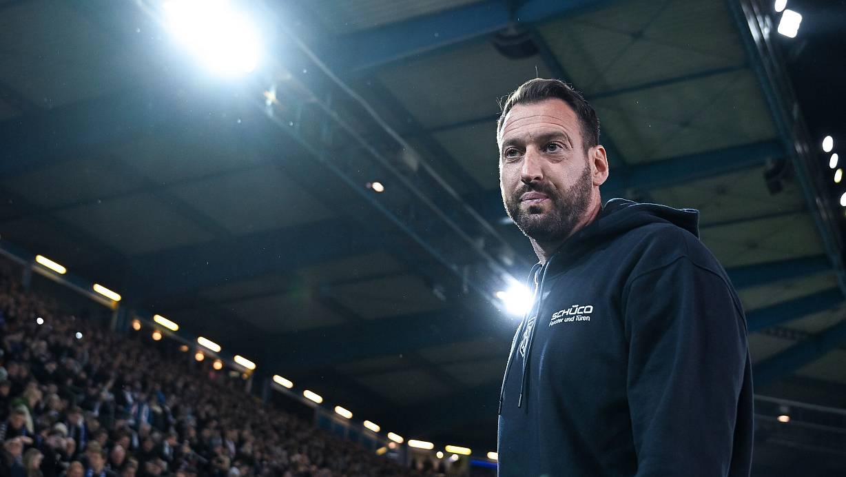 Matchplan voll aufgegangen: Arminia-Trainer Mitch Kniat | © Teresa. Kroeger