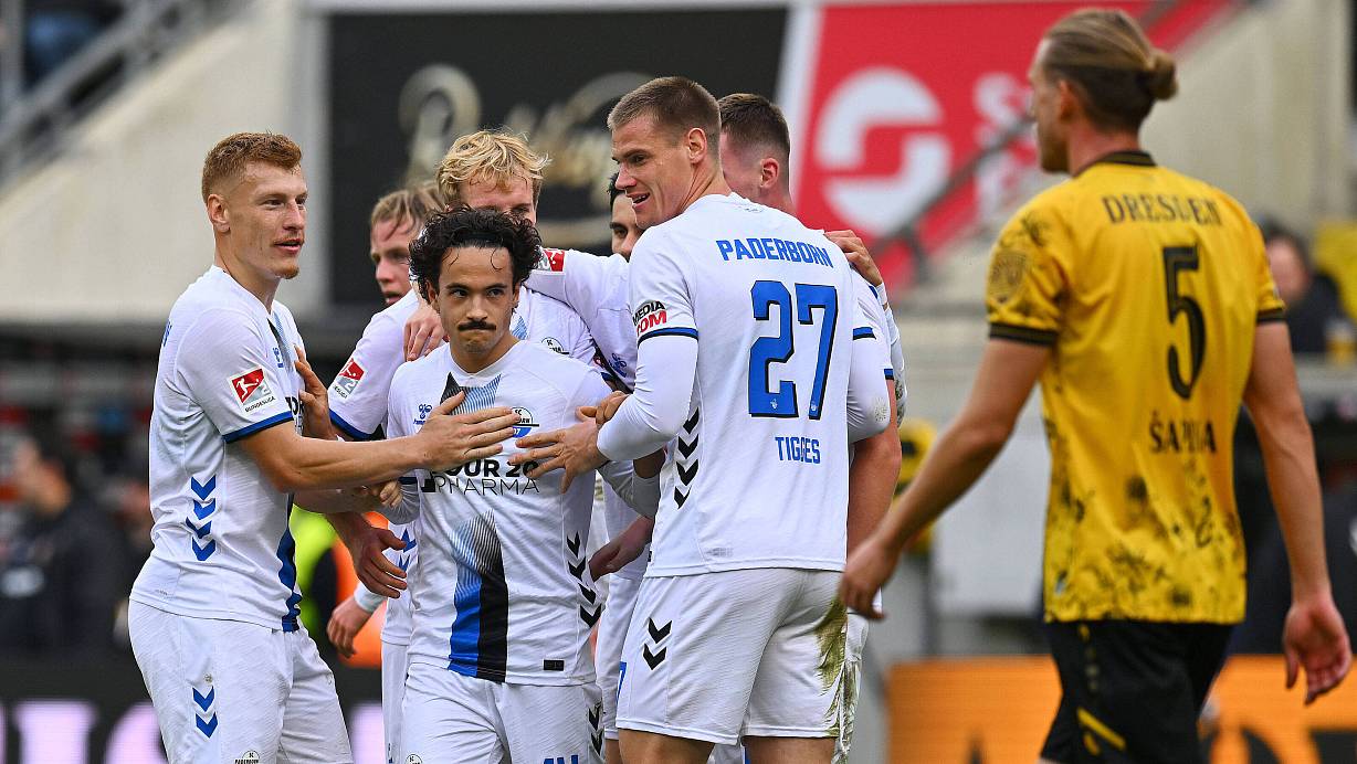Mika Baur vom SC Paderborn zeigte sich nach seinem Treffer in Dresden respektvoll und verzichtete auf einen Torjubel. | © IMAGO/Hentschel