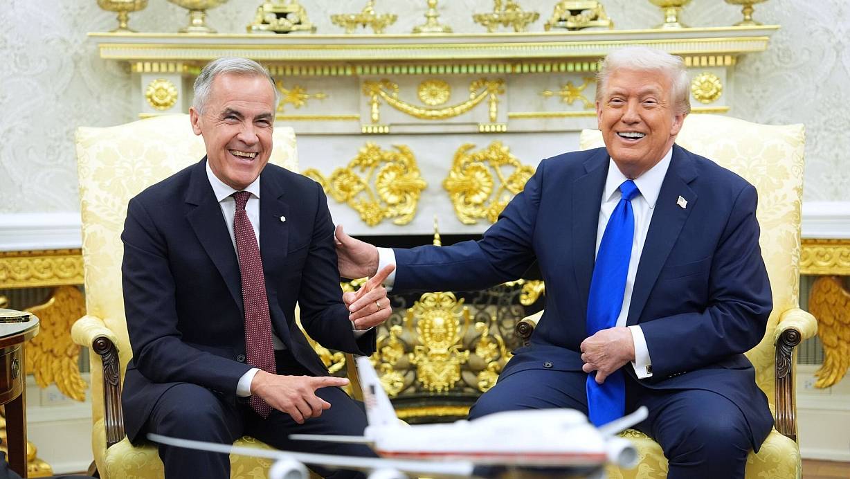 Der Zölle-Clip hatte das Verhältnis zwischen US-Präsident Donald Trump und Kanadas Premier Mark Carney belastet. (Archivbild). | © Evan Vucci/AP/dpa