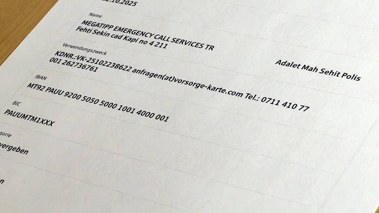 Dieser Kontoauszug zeigt die Abbuchung der Firma Megatipp Emergency Call Services. Als Verwendungszweck wird die von dem Untermehmen angebotene "Vorsorge-Karte" angegeben. | © Roland Thöring