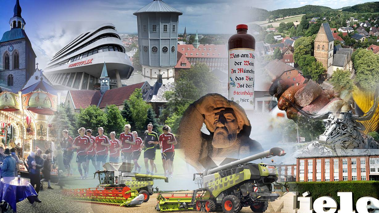 Der Kreis Gütersloh zeichnet sich durch eine starke Wirtschaft mit globalen Unternehmen, eine lebendige Kulturlandschaft sowie eine Mischung aus urbanem und ländlichem Charme aus. | © Montage: Andreas Frücht