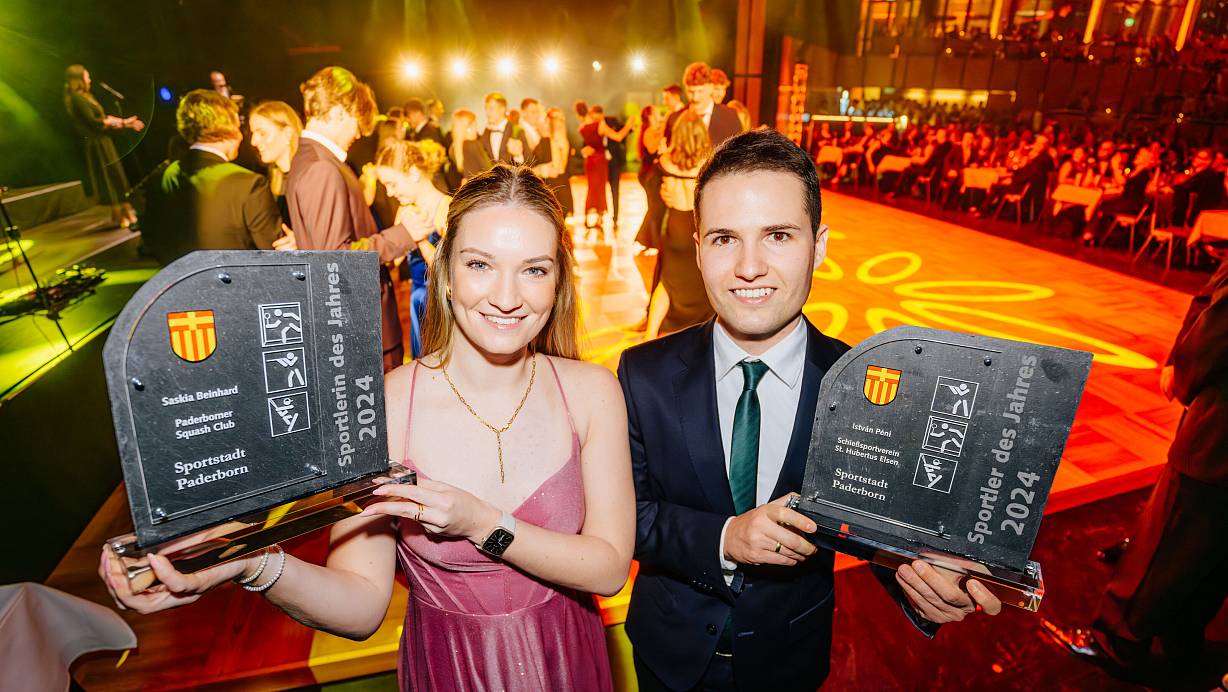 Saskia Beinhard vom Paderborner Squash Club und István Péni vom SSV St. Hubertus Elsen sind Paderborns Sportler des Jahres 2024. | © Besim Mazhiqi