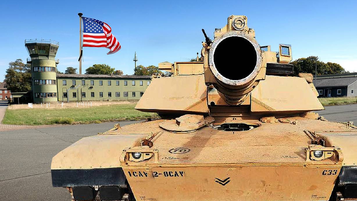 Vorerst nur eine Fotomontage: Entscheidet sich die US-Army für die Kaserne in Gütersloh, würde sie vermutlich mit schwerem Gerät à la Kampfpanzer Abrams M1A2 einrücken. | © Andreas Frücht