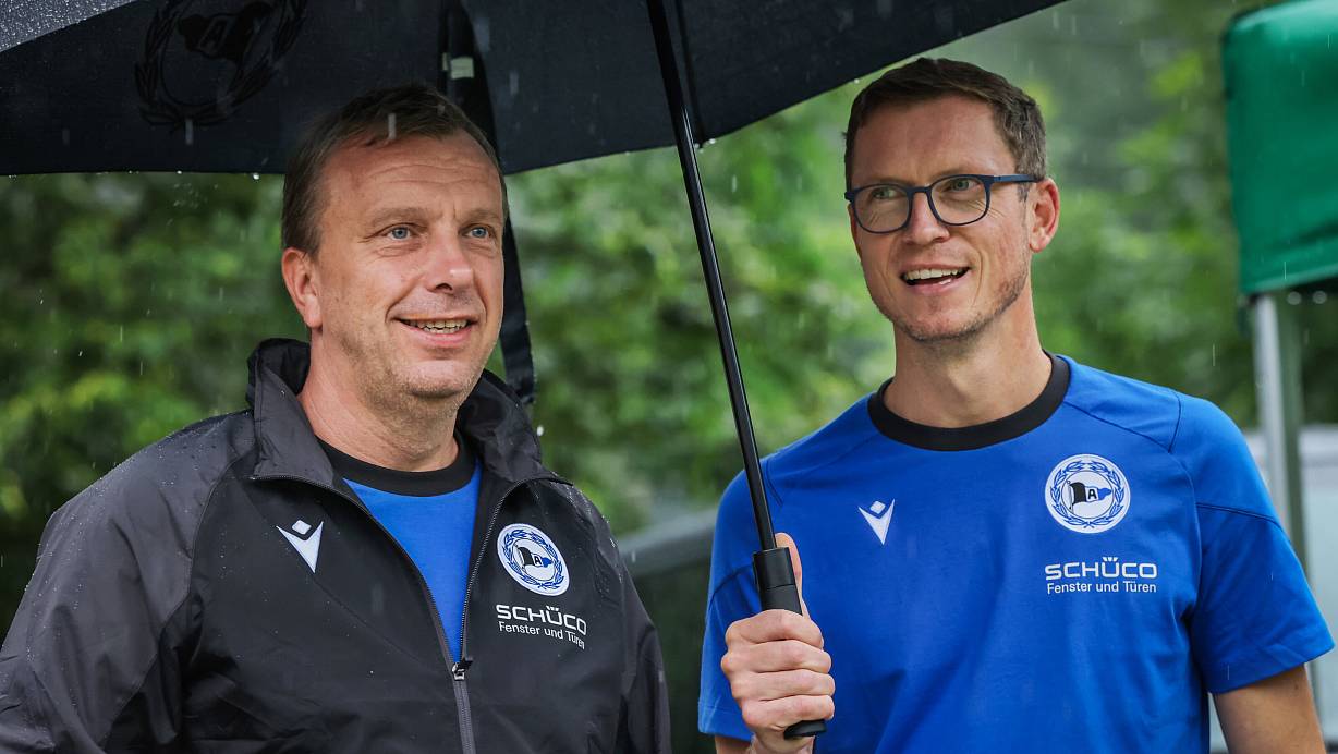 Christoph Wortmann (l.) und Michael Mutzel leiten als Geschäftsführer die Geschicke von Arminia Bielefeld. | © Sarah Jonek