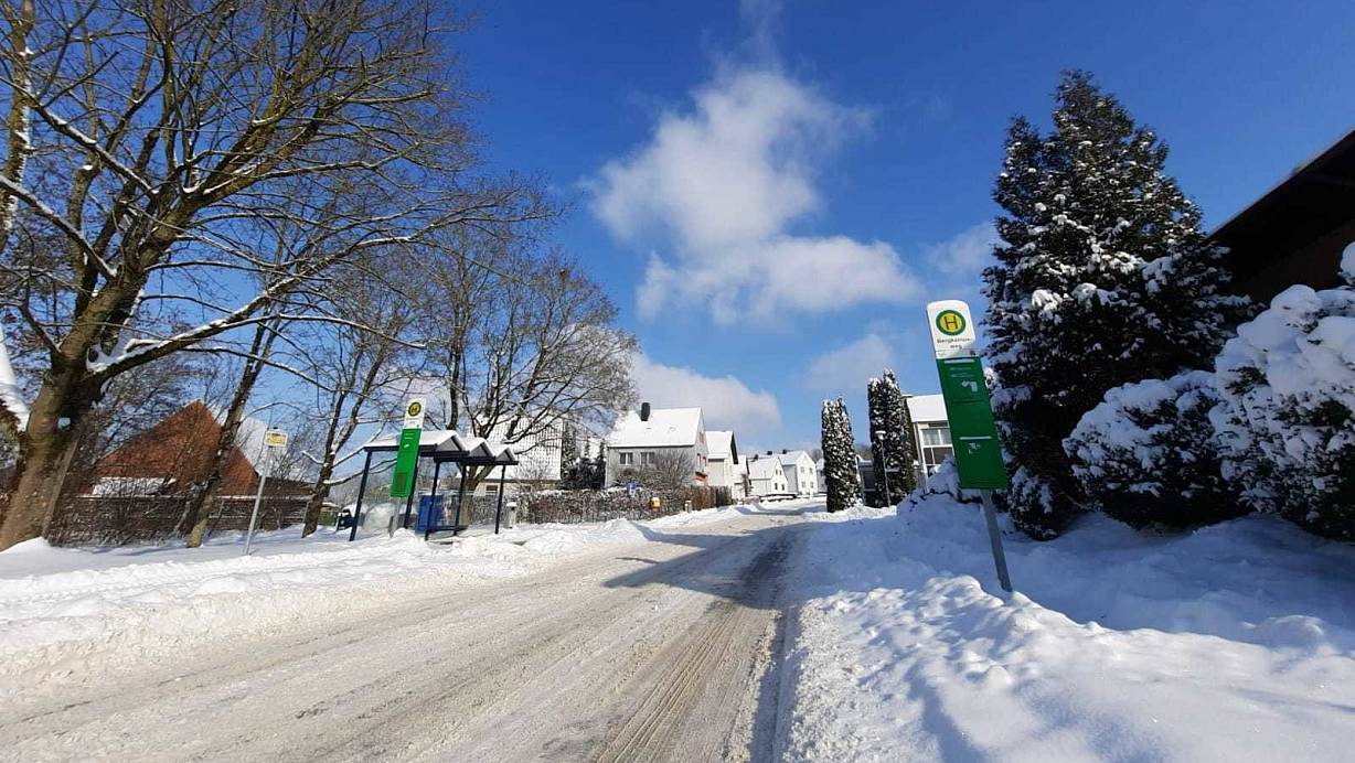 Die Entlastungsstraße Schorrberg in Steinheim, hier tief verschneit im Februar, war eines der wenigen Themen, über die es im Stadtrat Dissens gab. | © Madita Schellenberg