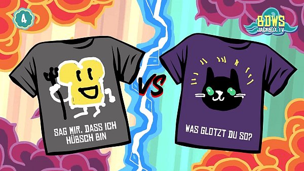 In diesem "Tee K.O." waren tatsächlich gute Zeichner am Werk. So gut waren wir nicht - dafür waren wir lustiger. Gibt's leider kein Foto von. - © Jackbox Games