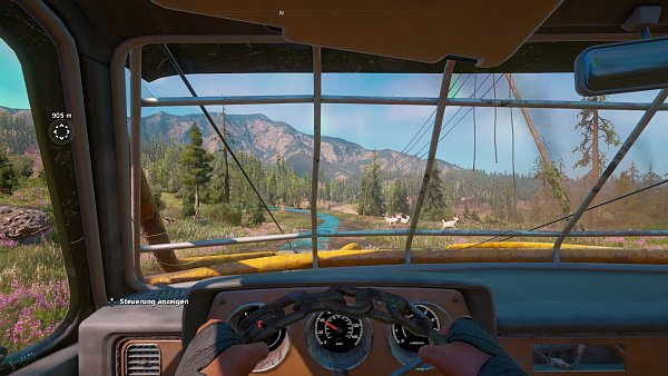 Leider sind die Sitze in den Autos nicht höhenverstellbar. Diese Karre hat einfach eine extrem ausladende Motorhaube. - © Far Cry: New Dawn / Ubisoft