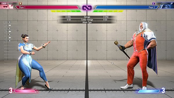 Chun-Li und JP im Tutorial von "Street Fighter 6" in der Arena "Training Room". - © Street Fighter 6
