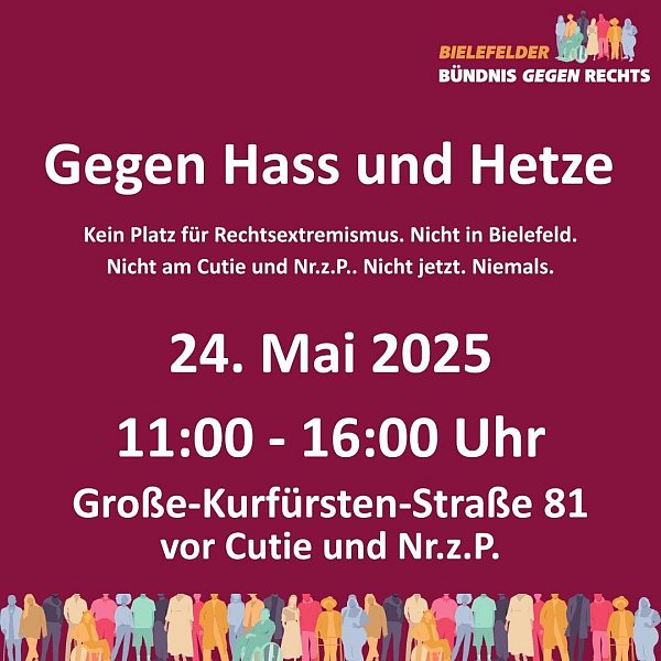Das Bündnis gegen Rechts wirbt mit diesem Aufruf für die Mahnwache am Samstag. - © Bündnis gegen Rechts