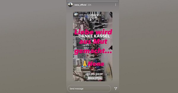 In ihrer Instagram-Story bedankte sich Nena bei den Kasseler Demonstranten. - © Screenshot NW / @nena_official auf Instagram