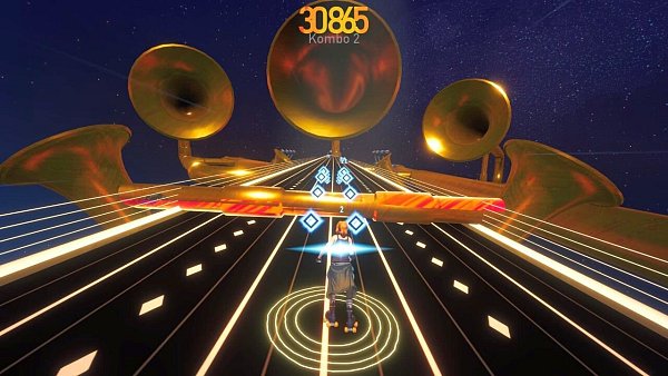 Auf Rollschuhen müssen wir diesen musikalischen Parcours überstehen. Diese kleinen Rhythmus-Level sind eine Wucht! - © DigixArt