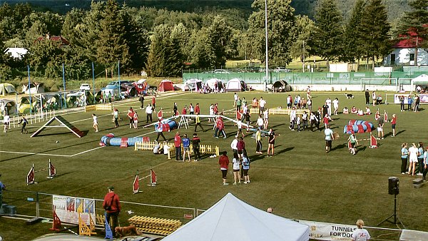 Schauplatz: Buntes Treiben von Mensch und Tier auf dem Wettkampfgelände bei der Agility-Jugend-Europameisterschaft in Tschechien. - © Privat
