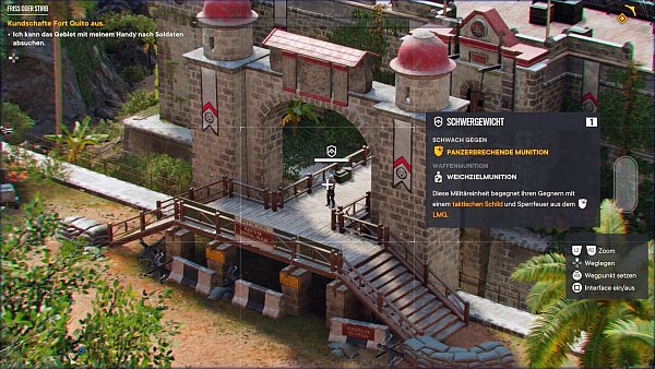 Gegnerische Lager kundschaften wir nicht mehr mit dem Fernglas aus, sondern sind up to date mit einem Smartphone ausgerüstet, das uns sogar verrät, welche Munition wir am besten einsetzen sollten. - © Ubisoft