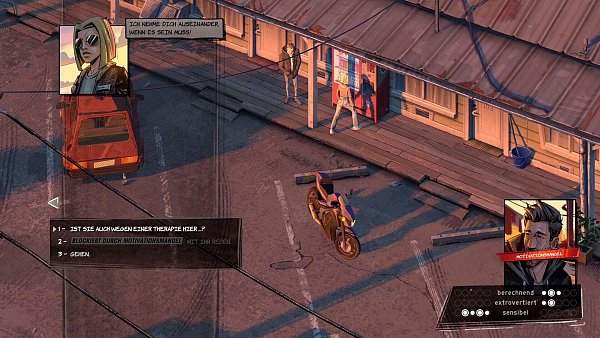 In jeder Zeitschleife begegnen wir wieder dieser wütenden Frau vor dem Getränkeautomaten. Irgendwann werden wir ihr ein wenig helfen können. - © Emotion Spark Studio