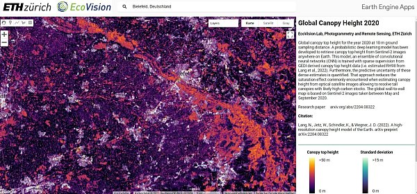 Die Karte zeigt den Teutoburger Wald (orange). Bielefeld befindet sich mittig auf der Karte. - © ETH Zürich