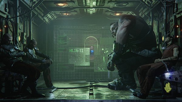 Der Ladebildschirm vor dem Beginn einer Mission zeigt die Beteiligten Charaktere und simuliert den Transport in einem Shuttle an die Oberfläche des Planeten. - © Screenshot: Sebastian Beeg