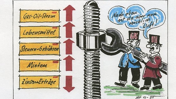 „Die Preisschraubendreher – oder auch Preistreiber“. - © Zeichnung Siegfried Pätzold
