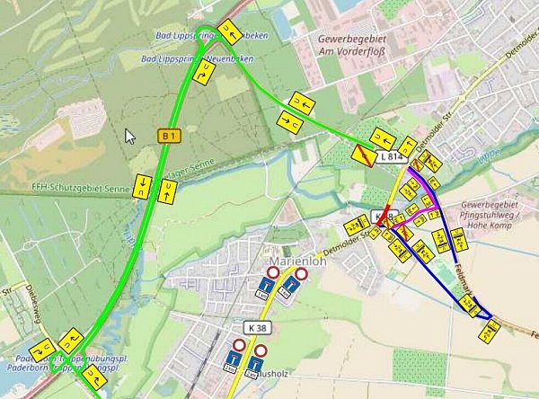 Die K38/Detmolder Straße zwischen den Orten Marienloh und Bad Lippspringe muss aufgrund von Brückenbauarbeiten vollgesperrt werden. - © Kreis Paderborn
