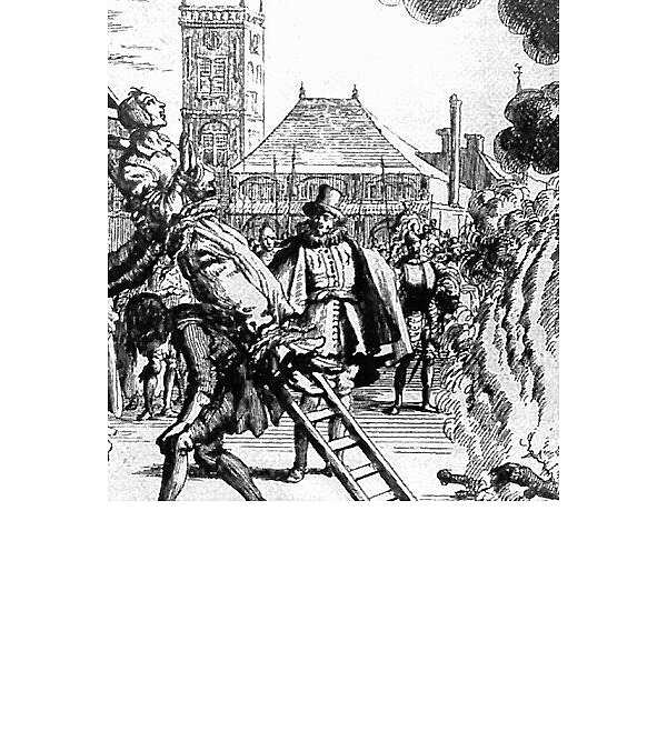 Hinrichtung: Die historische Zeichnung zeigt eine Frau, die beschuldigt wird, eine Ehexe zu sein. - © unbekannt