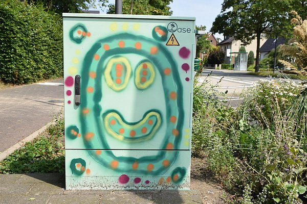 Jugendliche der "Oase" haben an der Thaddäusstraße in Sürenheide diesen Stromkasten verschönert. - © Karin Prignitz