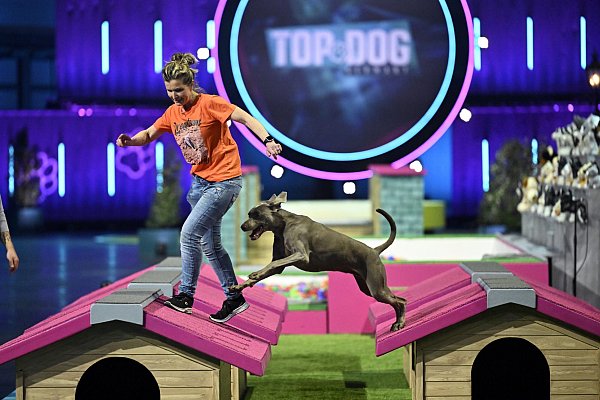 Conny Singer-Clausen mit ihrem Weimaraner "Sina". - © RTL/Markus Hertrich