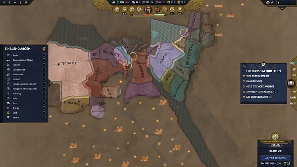 Die Weltkarte ist in diesem Teil recht überschaubar und beinhaltet „nur“ das östliche Mittelmeer. Hier sind das Nil-Delta und die Sinai-Halbinsel zu sehen. - © Creative Assembly