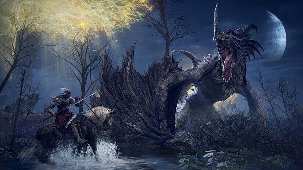 In "Elden Ring" stellen sich dem Spieler mächtige Kreaturen wie Drachen in Weg. - © Bandai Namco
