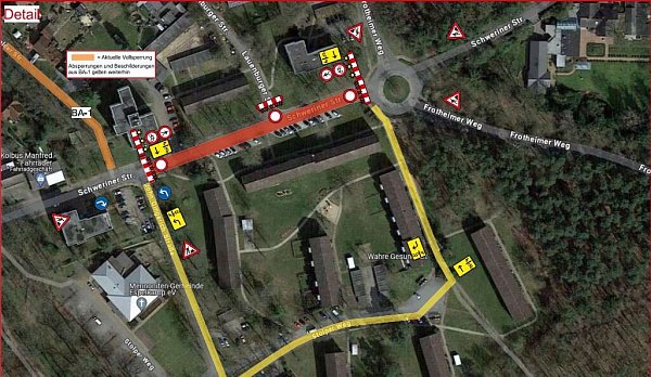 Die Schweriner Straße ist ab sofort voll gesperrt. Umleitungen sind ausgeschildert. - © Stadt Espelkamp