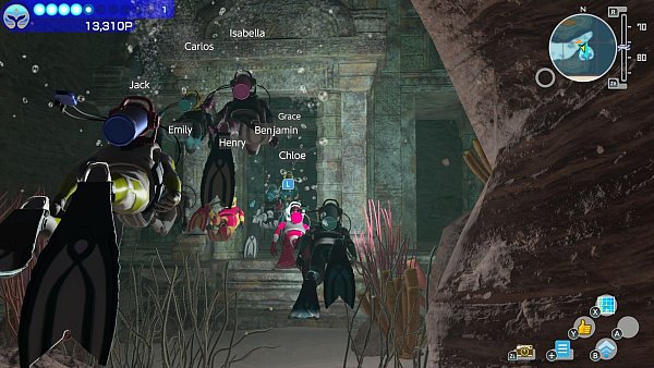 Ein internationales Tauchertreffen. Bis zu 30 Leute können gemeinsam die Unterwasserwelt erkunden. - © Nintendo