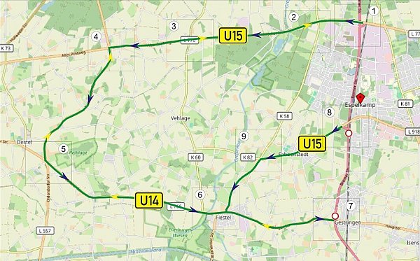 Die Umleitung verläuft der Straßen.NRW-Mitteilung zufolge über die Osnabrücker Straße (L770), Twiehauser Straße (L557) und Lübbecker/Gestringer Straße (L766). - © Straßen.NRW