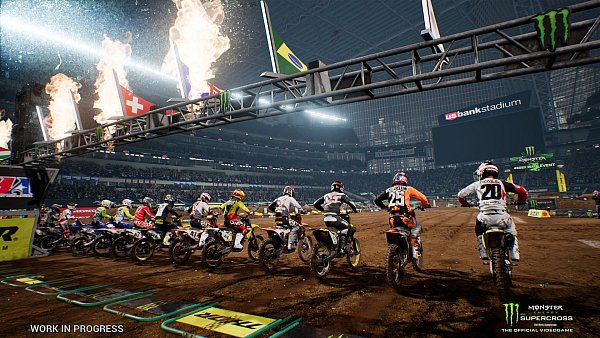 Und los geht's: Wir starten immer ganz rechts im Fahrerfeld. - © Monster Energy Supercross
