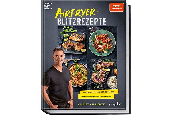 «Airfryer-Blitzrezepte. Die besten Rezepte für die Heißluft-Fritteuse», Christian Henze, Becker Joest Volk Verlag 2025, 192 Seiten, 30 Euro, ISBN 978-3-95453-369-5. - © Hubertus Schüler/Becker Joest Volk Verlag/dpa-tmn