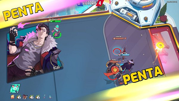 Zack, da kommt der Feuerball. Die Spieler-Charaktere in «Omega Strikers» haben alle ihre eigenen Spezialfähigkeiten. - © Odyssey Interactive/dpa-tmn