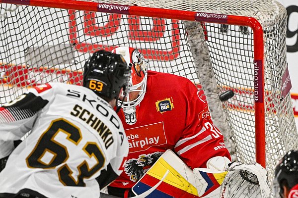 Wolfsburgs Luis Schinko ist einer der Gewinner beim Deutschland Cup. - © Armin Weigel/dpa