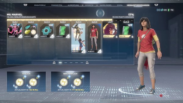 Mit jedem unserer Helden kommt ein eigener Battlepass daher, mit dem wir Stufe für Stufe neue Outfits, Emotes und Credits (Echtgeld-Währung) für diesen freischalten.  - © Marcel Daube