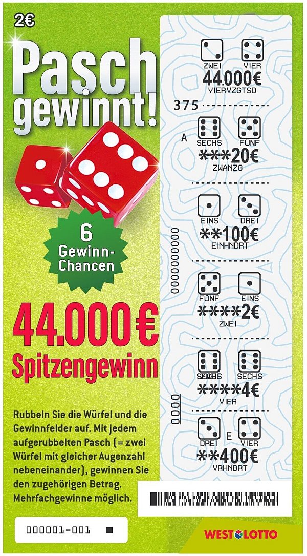 Zwei „6er": In diesem Beispiel wird ein Gewinn von vier Euro erzielt. - © WestLotto