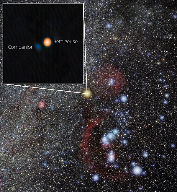 Der Stern Beteigeuze (engl. Betelgeuse) an einer Schulter des Sternbilds Orion hat wahrscheinlich einen Companion. - © --/International Gemini Observatory/NOIRLab/NSF/AURA/dpa