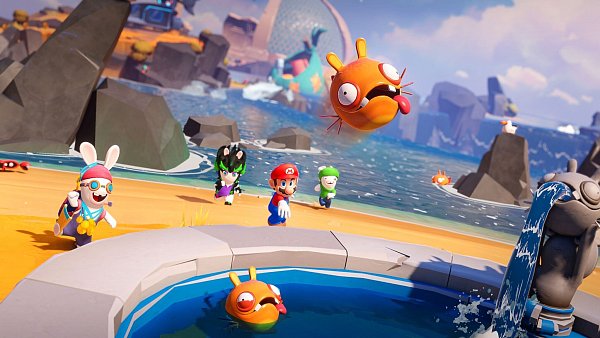 Zahlreiche Landschaften hat der Düsterrochen verheert. Mario und die Rabbids machen sich auf zur Rettung. - © Ubisoft/dpa-tmn